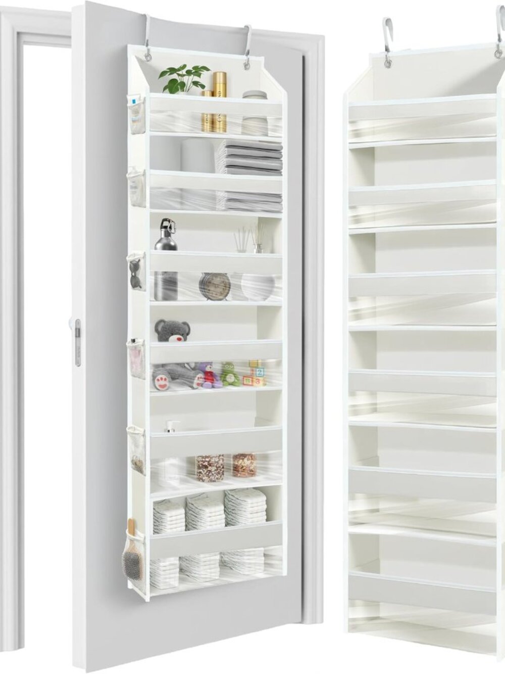 6 Tiers Over The Door Organizer Hanging 12 Side Mesh Pockets